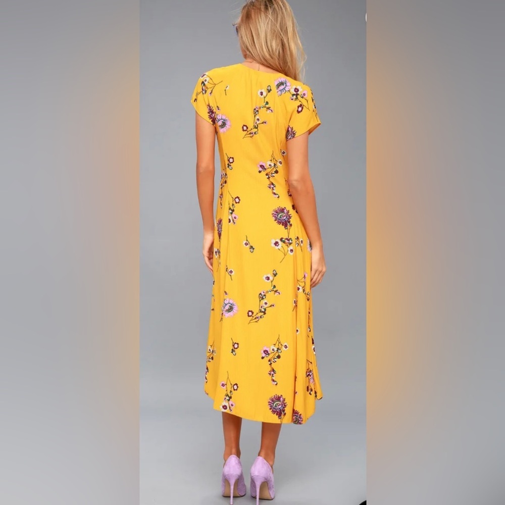 Free People "Lost In You" Yellow Floral Print Midi Dress - Picture 4 of 11